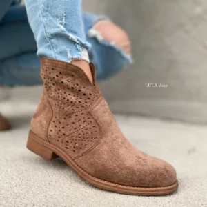 ązurowy wiosenny botek brązowy z eko skóry jesień