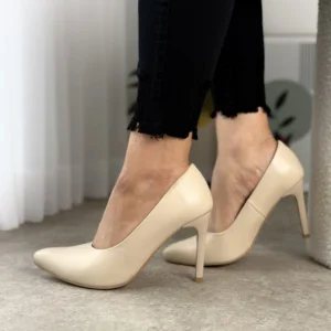 LULA 39 beżowe eleganckie czółenka szpilki skóra naturalna