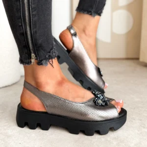 LULA 53 srebrne sandały na platformie