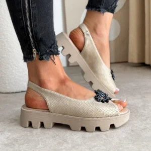 LULA 53 złote sandały na platformie