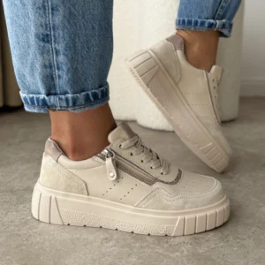 LULA 59 beżowe skórzane sneakersy