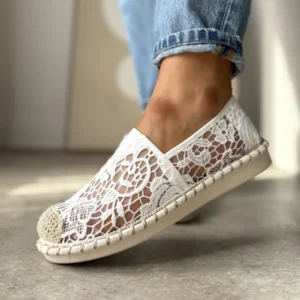 LULA 68 białe koronkowe espadryle