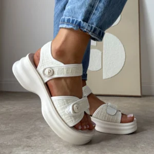 LULA 70 białe sandały na rzepy