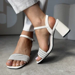 LULA 74 beżowe sandałki na masywnym obcasie