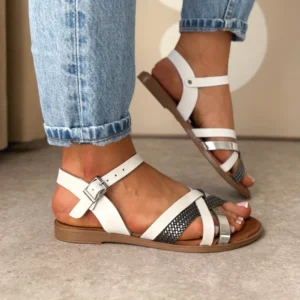 białe sandały damskie skórzane LULA 10 – widok z boku