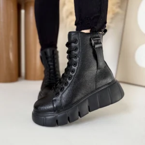 skórzane adidasy damskie LULA 150 czarne na platformie